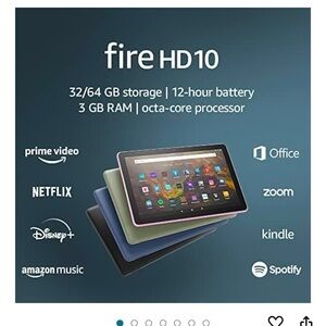 Great gift! Amazon Fire 10 Tablet (9th Gen) w/stand-up protective case - EUC!